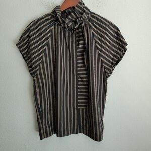 A Shirt Thing Stella Twill Shirt in Black/Olive size P/S NWT